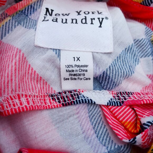 Sleeveless Plaid Button-Up Shirt With Front Tie  New York Laundry  1X - Picture 3 of 7